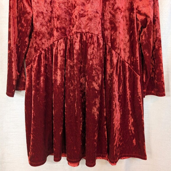 Honeyme Women's LG Velvet Velour Peplum Tunic Rusty Red Whimsygoth Bohemian Boho - Picture 8 of 8